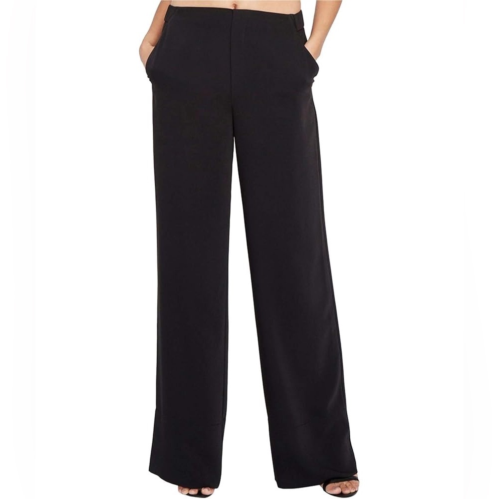 RACHEL ROY SIGNATURE Black Wide-Leg Dress Pants Minimalist Straight Leg Trousers